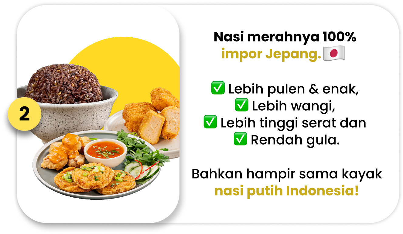 Nasi merahnya 100% impor Jepang 